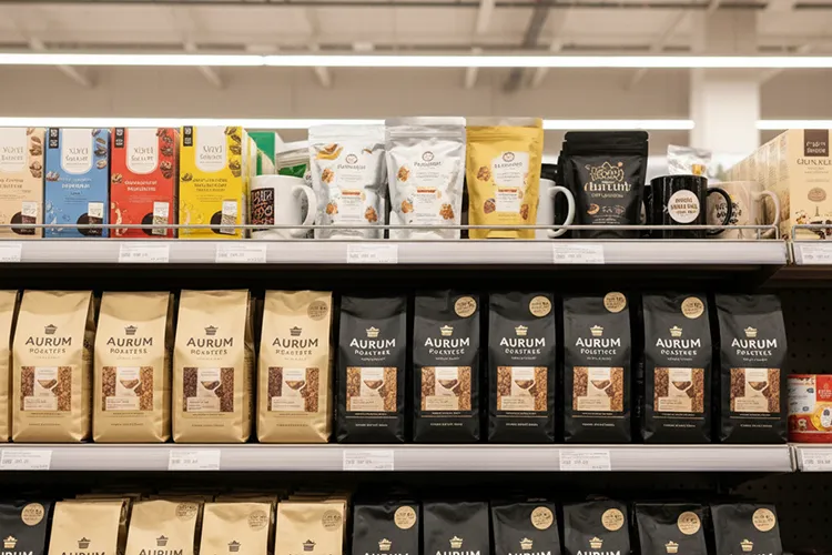 retail shelf with different packaging