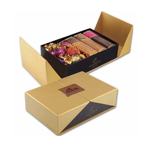 boîte d'emballage de luxe en chocolat noir doré