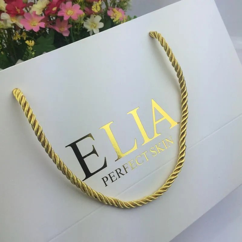 gold foil stamping logo on paper bag