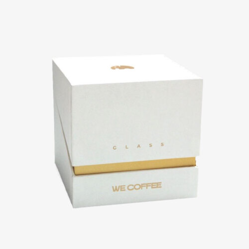 Elegant custom paper candle box with white exterior and gold accents