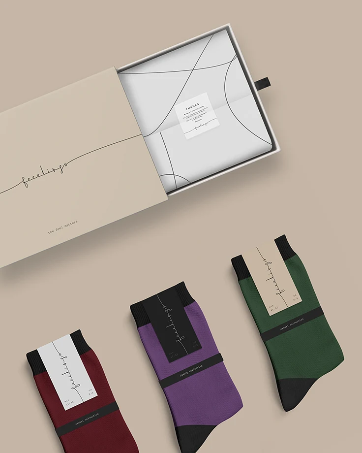 minimalist sock packaging