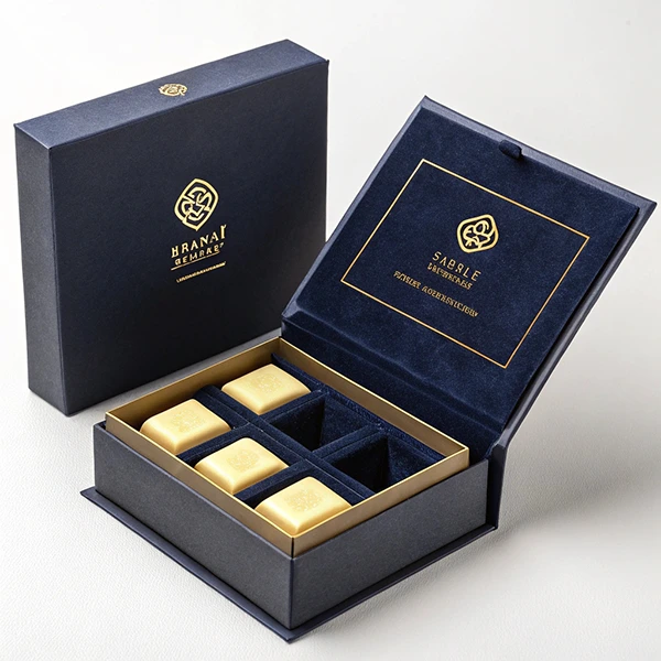 premium wax melt packaging box with a luxurious velvet liner