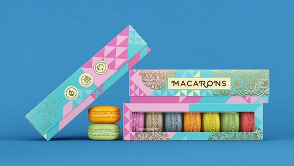 empaque de macarons coloridos