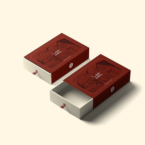 elegant red boxes with illustrated designs via dribbble