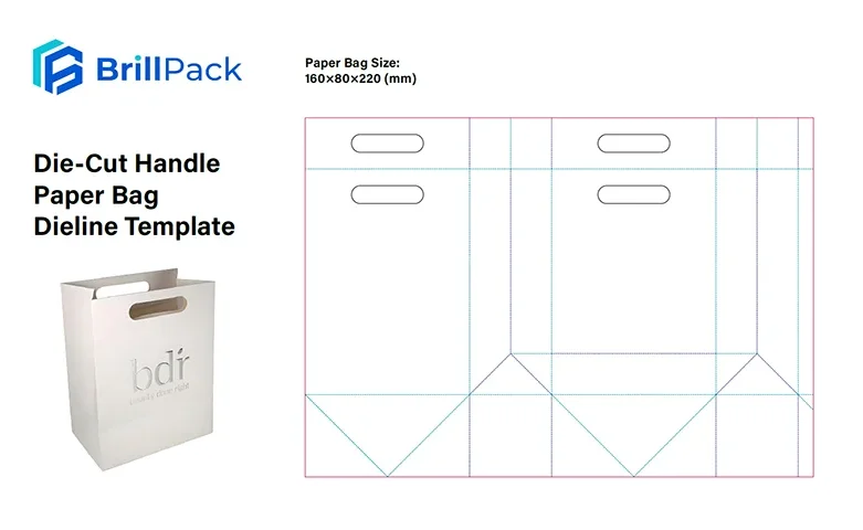 die cut handle paper bag dieline template