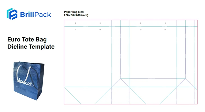 euro tote bag dieline template