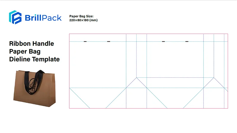 ribbon handle paper bag dieline template
