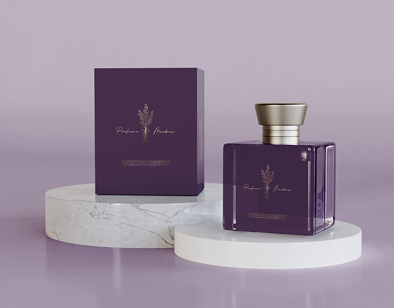 صندوق تغليف العطور الفاخر مع شعار من رقائق الذهب