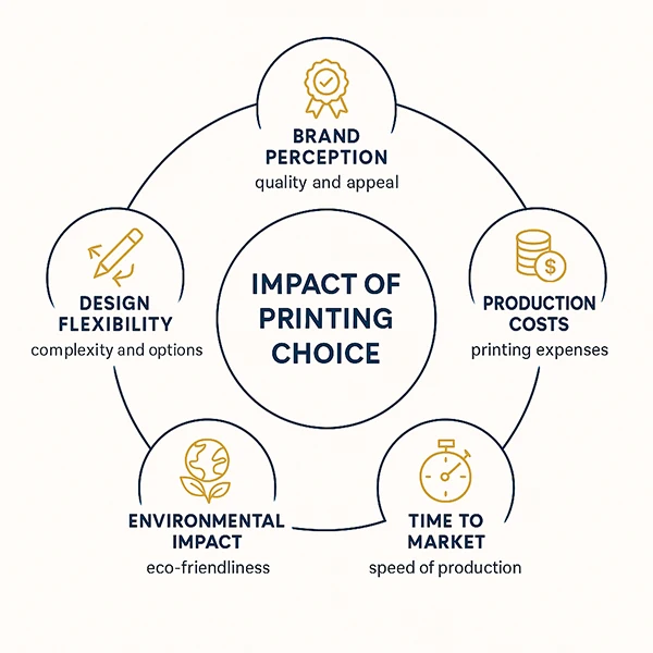 circular diagram showing 5 impacts of printing choice
