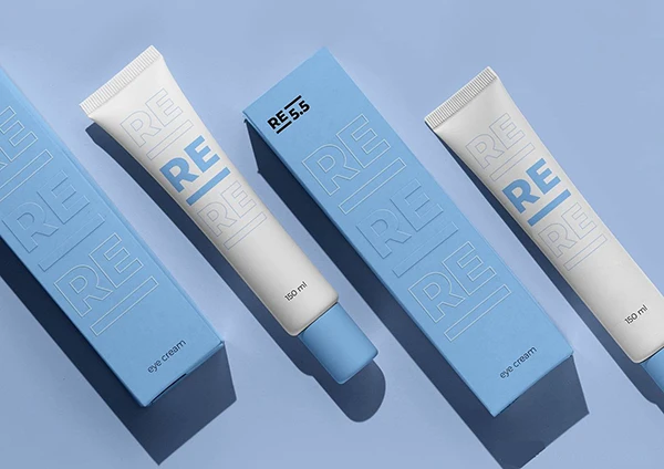 light blue skincare packaging