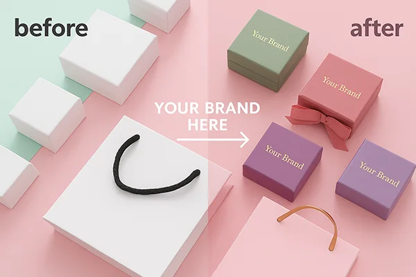 plain boxes vs branded pastel jewelry boxes