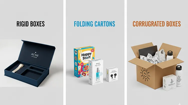 confronto tra imballaggi rigidi, pieghevoli e ondulati